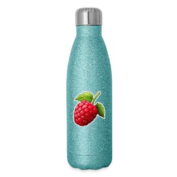 Himbeere einzeln - Glitzer Isolierflasche 500 ml - Blau Glitzer - Rechts