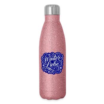 Winter Liebe Herz Winterlich - Glitzer Isolierflasche 500 ml - Pink Glitzer - Rechts