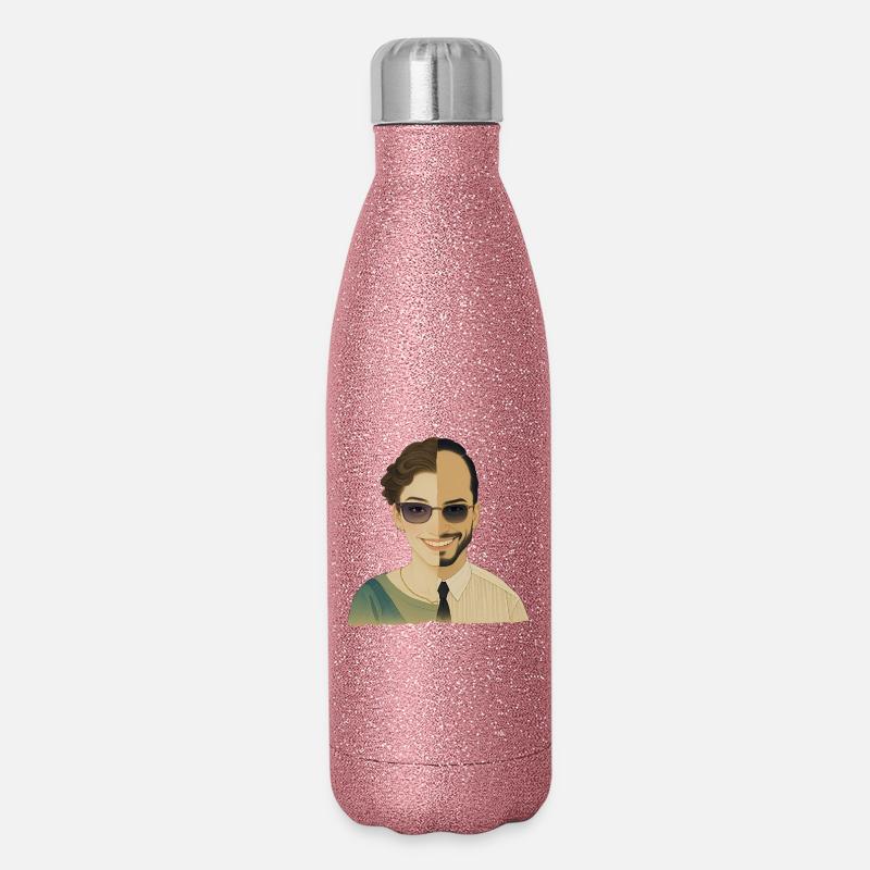 WIR SIND EINS – nette Menschen - Glitzer Isolierflasche 500 ml - Pink Glitzer