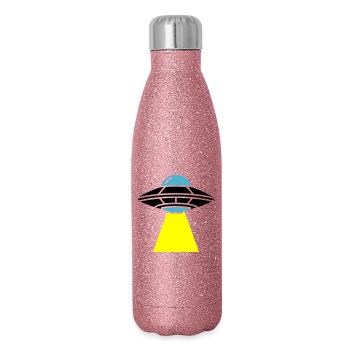 UFO Alien Raumschiff Licht - Glitzer Isolierflasche 500 ml - Pink Glitzer - Rechts