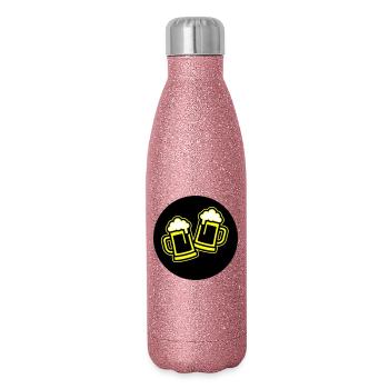 Bier Anstoßen Symbol Bierkrug - Glitzer Isolierflasche 500 ml - Pink Glitzer - Rechts