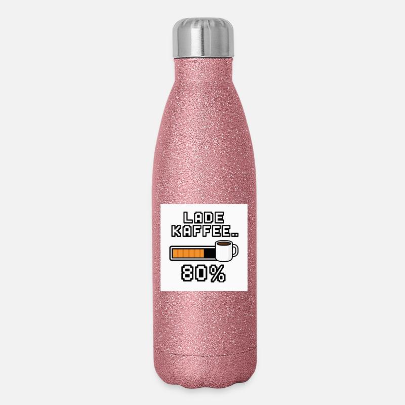 Lade Kaffee 80% - Glitzer Isolierflasche 500 ml - Pink Glitzer