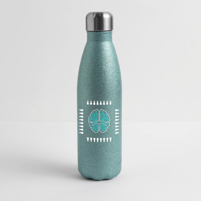 AI Brain Chip Processor Tech Vector Glitter Thermal Bottle 500 ml