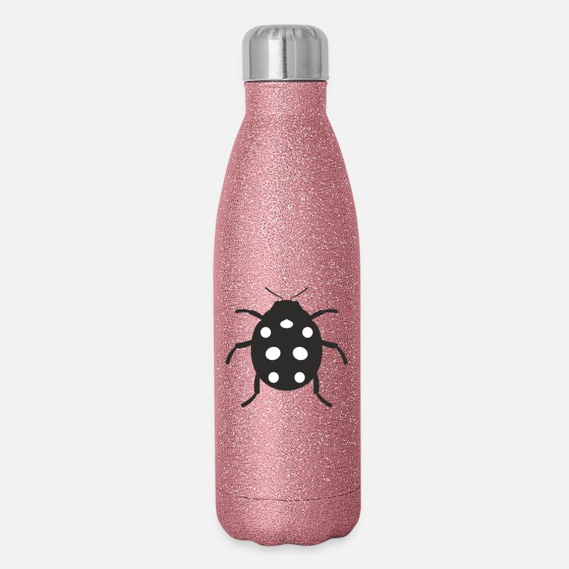 Ladybug design - Glitter Thermal Bottle 500 ml - pink glitter
