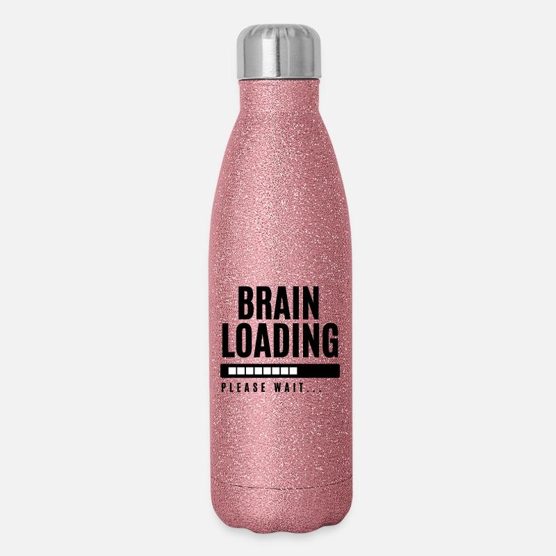 Brain Loading Please Wait - Glitter Thermal Bottle 500 ml - pink glitter