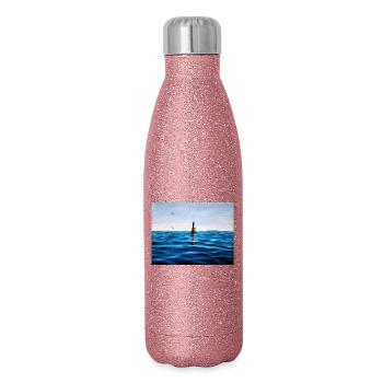 Lighthouse over Calm Blue Adriatic Sea Croatia - Glitter Thermal Bottle 500 ml - pink glitter - Right