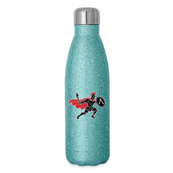 Spartan Black and Red Spartan Warrior Mascot - Glitter Thermal Bottle 500 ml - blue glitter - Right