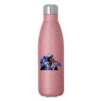 Saut VTT extrême - Gourde isotherme pailletée 500 ml - paillettes roses - Droite
