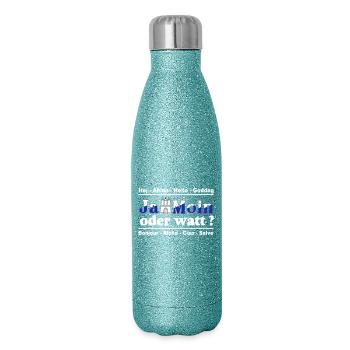 Hamburg , Tradition , Fan , Ja Moin oder watt (25) - Glitzer Isolierflasche 500 ml - Blau Glitzer - Rechts