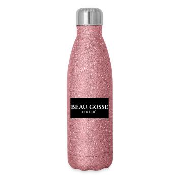 Logo beau Gosse certifié - Gourde isotherme pailletée 500 ml - paillettes roses - Droite