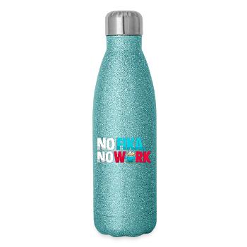 No Fika No Work - Typographie de la pause café suédoise - Gourde isotherme pailletée 500 ml - paillettes bleues - Droite