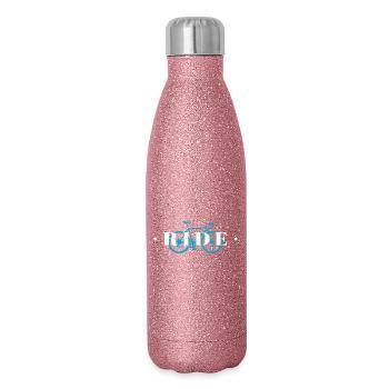 Faire du vélo - Gourde isotherme pailletée 500 ml - paillettes roses - Droite