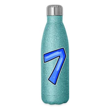 Zahl 7 Nummer - Glitzer Isolierflasche 500 ml - Blau Glitzer - Rechts