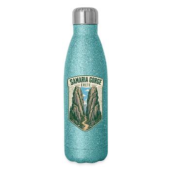 Samaria Gorge Crete Hiking Adventure Travel - Glitzer Isolierflasche 500 ml - Blau Glitzer - Rechts