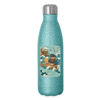 Dernier pub de la mer du Nord - Gourde isotherme pailletée 500 ml - paillettes bleues - Droite