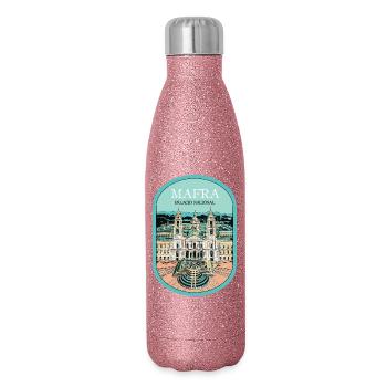 Kloster und Nationalpalast von Mafra, Luftaufnahme - Glitzer Isolierflasche 500 ml - Pink Glitzer - Rechts