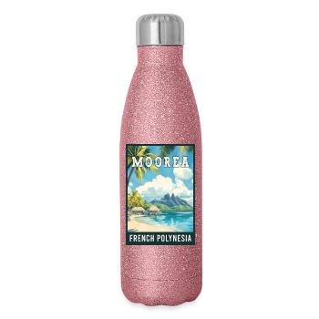 Découvrez la Mooréa tropicale en Polynésie française - Gourde isotherme pailletée 500 ml - paillettes roses - Droite