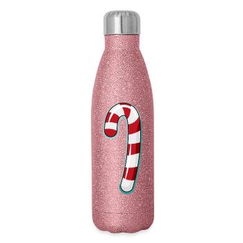 Zuckerstange gestreiftes Design - Glitzer Isolierflasche 500 ml - Pink Glitzer - Rechts