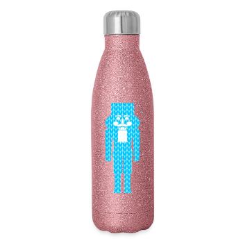 Nussknacker Strickmuster Muster blau Weihnachten - Glitzer Isolierflasche 500 ml - Pink Glitzer - Rechts