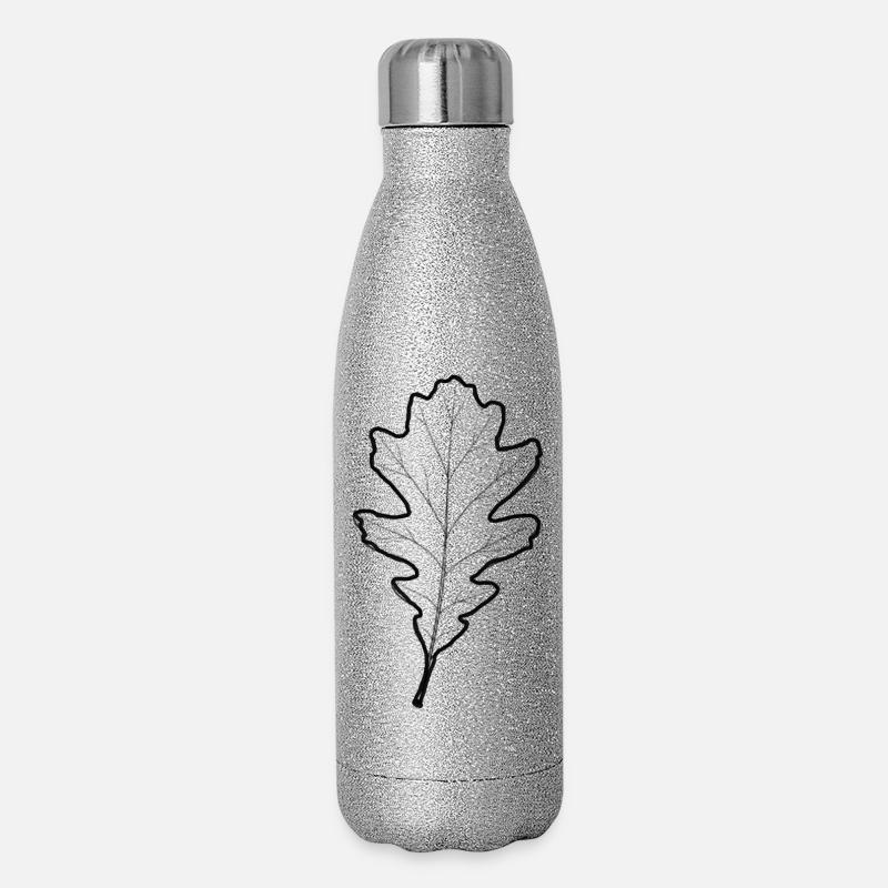 LiGu Design - Oak Leaf Outline - Glitter Thermal Bottle 500 ml - silver glitter
