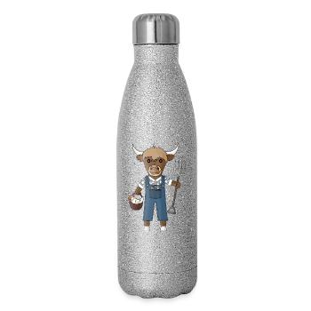 Highland cattle the cuddliest inhabitant of the farm - Glitter Thermal Bottle 500 ml - silver glitter - Right