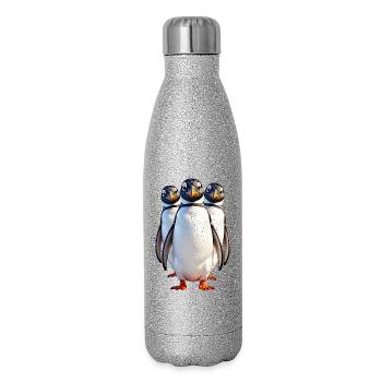 Pingouin - Gourde isotherme pailletée 500 ml - paillettes argentées - Droite