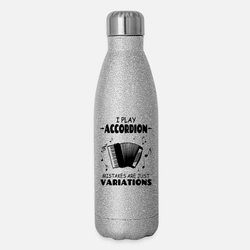 Ich spiele Akkordeon, Fehler sind nur Variationen - Glitzer Isolierflasche 500 ml - Silber Glitzer