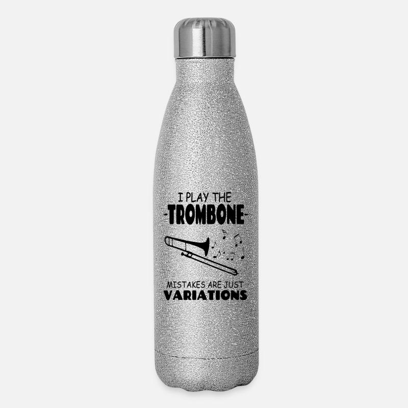 Ich spiele Posaune. Fehler sind nur Variationen. - Glitzer Isolierflasche 500 ml - Silber Glitzer