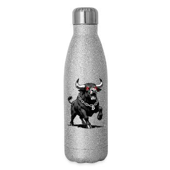 Bitcoin Bull Red Laser Eyes Crypto Bull Run - Glitter Thermal Bottle 500 ml - silver glitter - Right