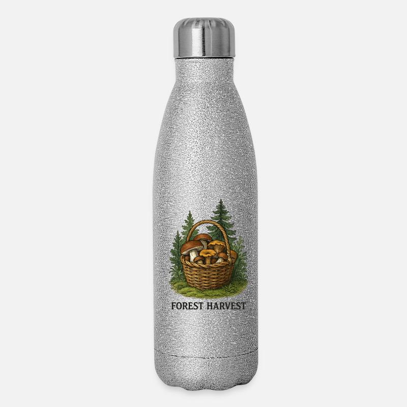 Panier de récolte forestière avec champignons - Gourde isotherme pailletée 500 ml - paillettes argentées