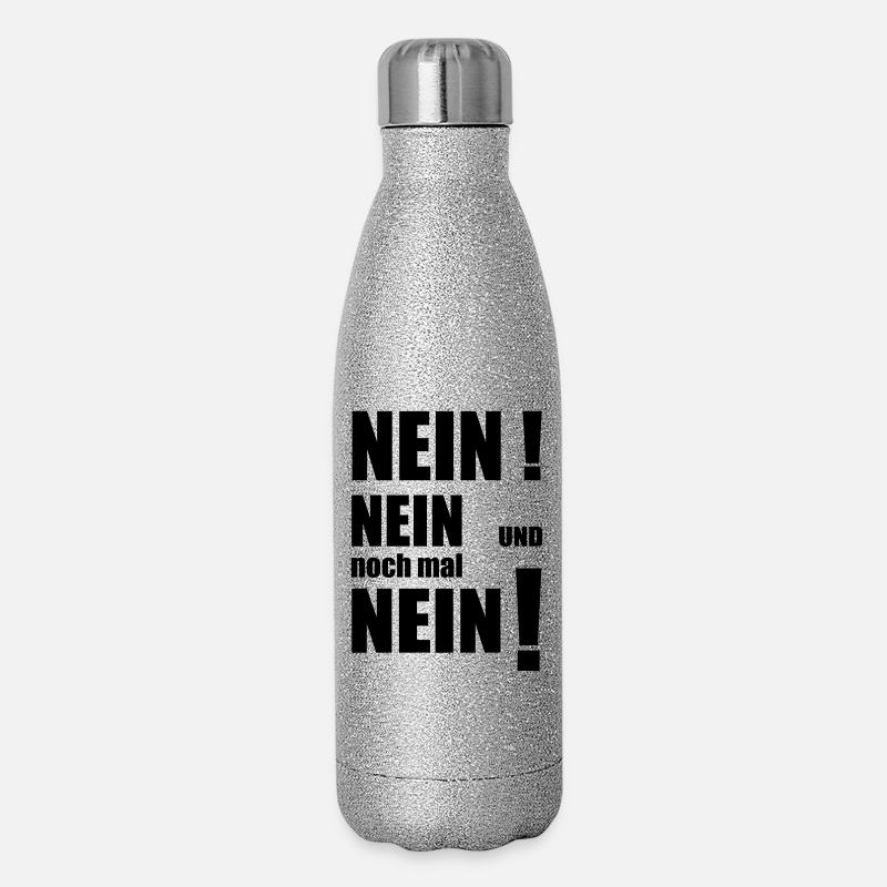 Nein mit Ausrufezeichen - erfordert Akzeptanz - Glitzer Isolierflasche 500 ml - Silber Glitzer