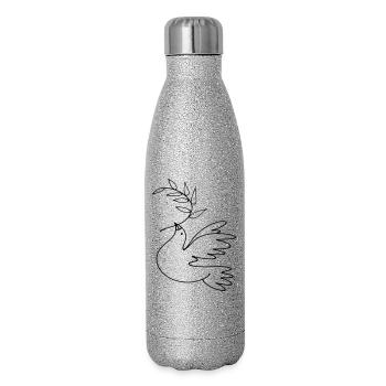Friedenstaube - Glitzer Isolierflasche 500 ml - Silber Glitzer - Rechts