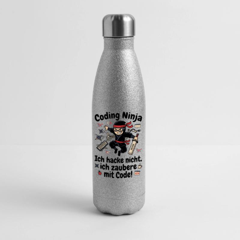 Coder Ninja Programmierer Humor Glitzer Isolierflasche 500 ml