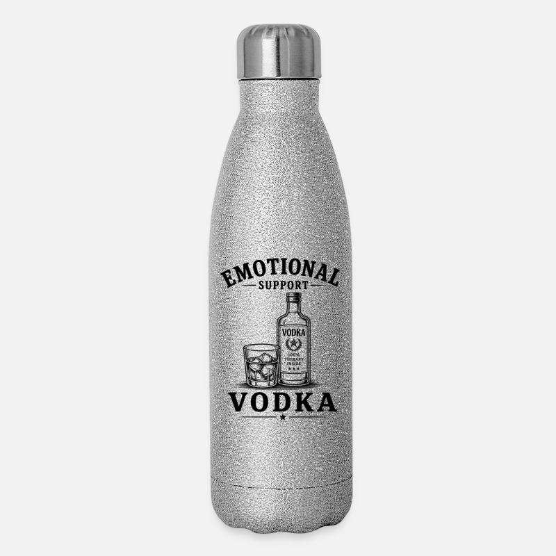 Emotional Support Vodka - Glitzer Isolierflasche 500 ml - Silber Glitzer