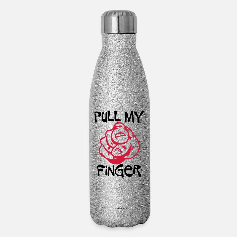 Pull my Finger | you | hand - Gourde isotherme pailletée 500 ml - paillettes argentées