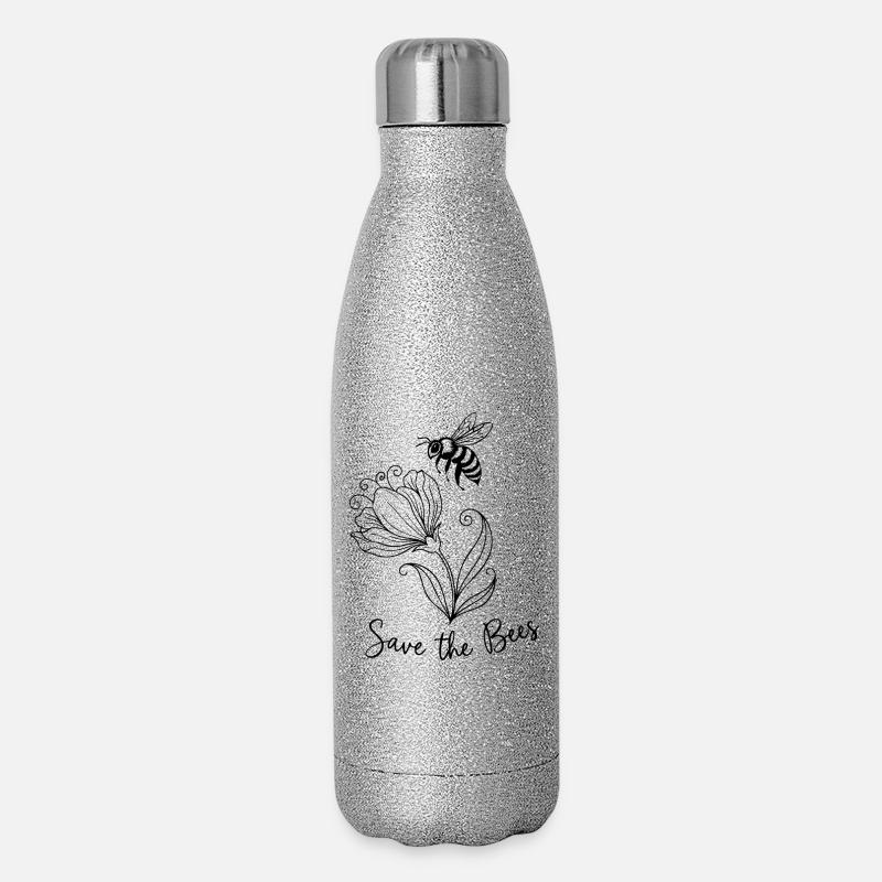 Save the bees - Glitter Thermal Bottle 500 ml - silver glitter