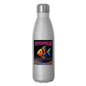 Psychedelic Fish in Spirals - Glitter Thermal Bottle 500 ml - silver glitter - Right