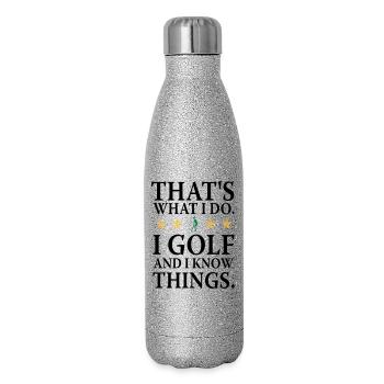 Ich spiele Golf - Glitzer Isolierflasche 500 ml - Silber Glitzer - Rechts