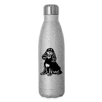 Cocker Spaniel - Gourde isotherme pailletée 500 ml - paillettes argentées - Droite