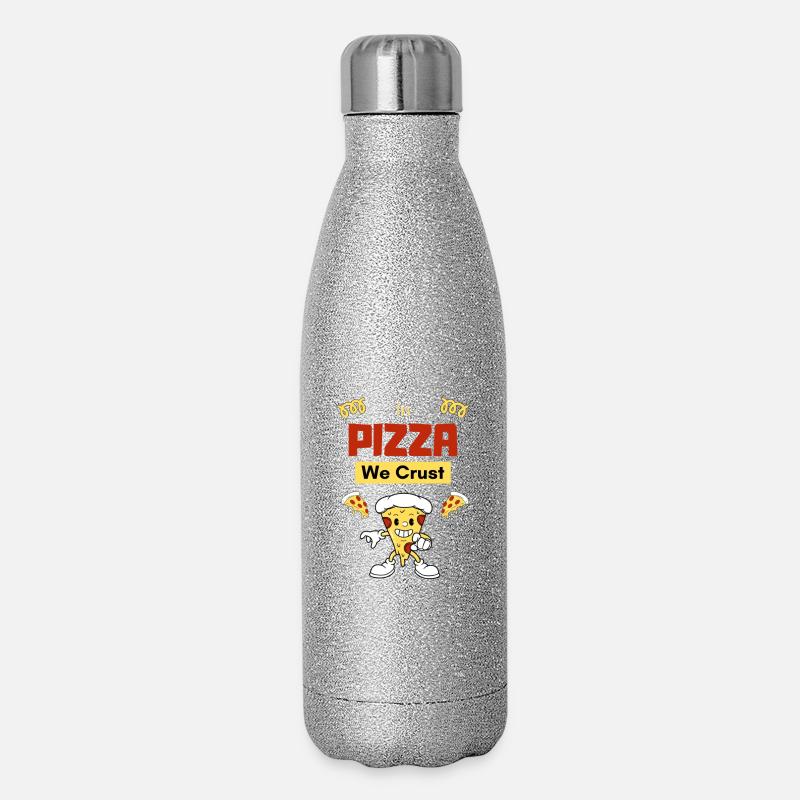 In the Pizza we make a crust - Glitter Thermal Bottle 500 ml - silver glitter