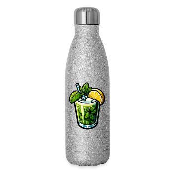 Mojito Cocktail Rhum Citron Vert Menthe - Gourde isotherme pailletée 500 ml - paillettes argentées - Droite