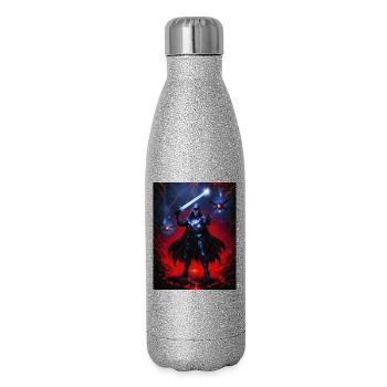 Guerrier des ténèbres dans la tempête de flammes - Gourde isotherme pailletée 500 ml - paillettes argentées - Droite
