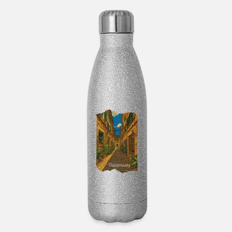 Valldemossa - Mallorca - Glitzer Isolierflasche 500 ml - Silber Glitzer