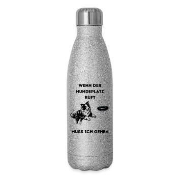 Wenn_der_Hundeplatz_ruft-_-1- - Gourde isotherme pailletée 500 ml - paillettes argentées - Droite