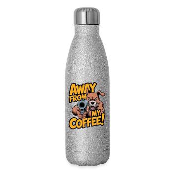 Loin de mon café ! - Gourde isotherme pailletée 500 ml - paillettes argentées - Droite