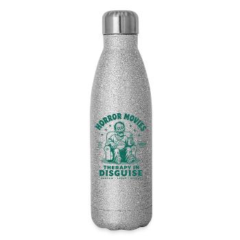 Horror Movies Therapy In Disguise - Glitter Thermal Bottle 500 ml - silver glitter - Right