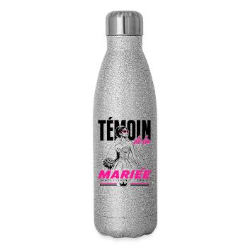Témoin de la Mariée Glam Chic - Gourde isotherme pailletée 500 ml - paillettes argentées - Droite