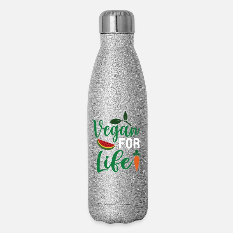 Vegan For Life - Glitter Thermal Bottle 500 ml - silver glitter