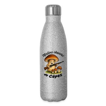 Beste Porcini-Jäger - Glitzer Isolierflasche 500 ml - Silber Glitzer - Rechts