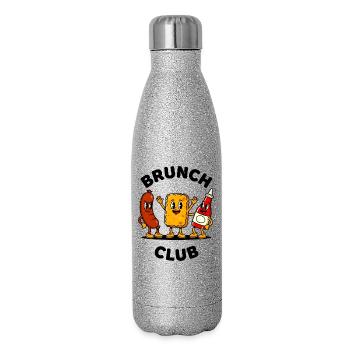 Brunch Club Retro Cartoon Food Fun Design - Glitter Thermal Bottle 500 ml - silver glitter - Right